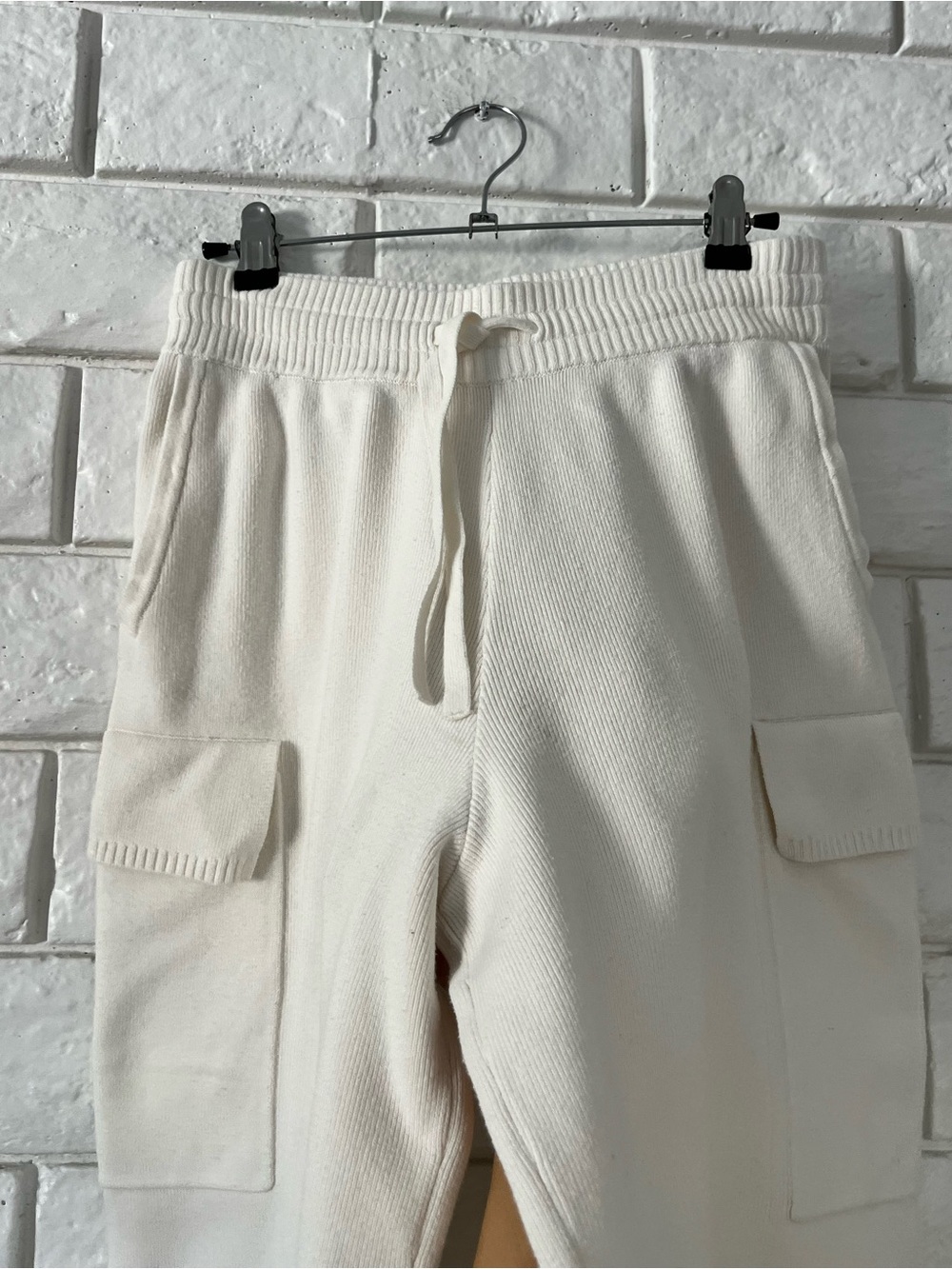Alo Scholar Knit Cargo Pants Ivory High Waist Wide Leg Small - Picture 5 of 12
